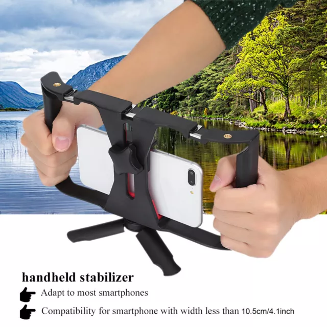 Dual Hanlde Handheld Phone Adjustable Stabilizer Support Recording Rig With TOH