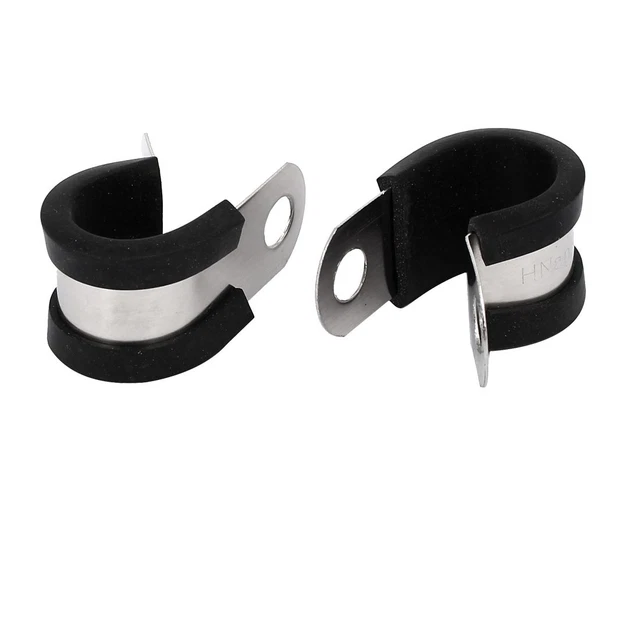 5x Colliers De Câble P Uxcell - Doublure Caoutchouc EPDM - 55mm - Acier Inox Et Vis Incluses