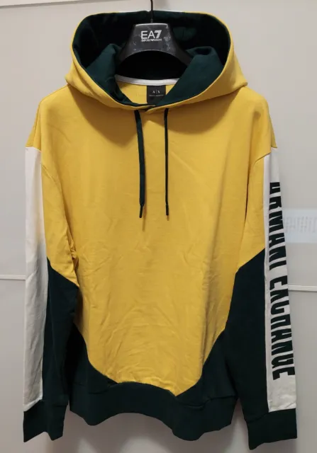 Armani Exchange sweatshirt 3GZM98 uomo S  yellow-white-green  con cappuccio