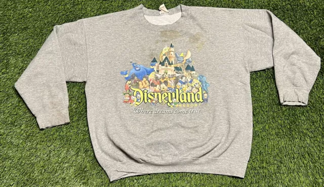 VTG 90's Disneyland Resort Character Crew Neck Sweatshirt Men's XL Gray