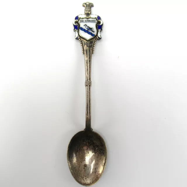 Andenkenlöffel aus 800er Silber BAD SCHWALBACH Wappen emailliert Silver Spoon