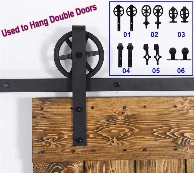 4ft-20ft Steel Sliding Barn Door Hardware Closet Track Kit for Double Wood Doors