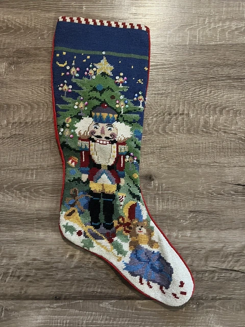Vintage Fitz And Floyd Needle Point Nut Cracker Stocking 23in