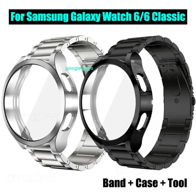 For Samsung Galaxy Watch 6 Classic Metal Band Strap & TPU Case 43/47mm 40/44mm