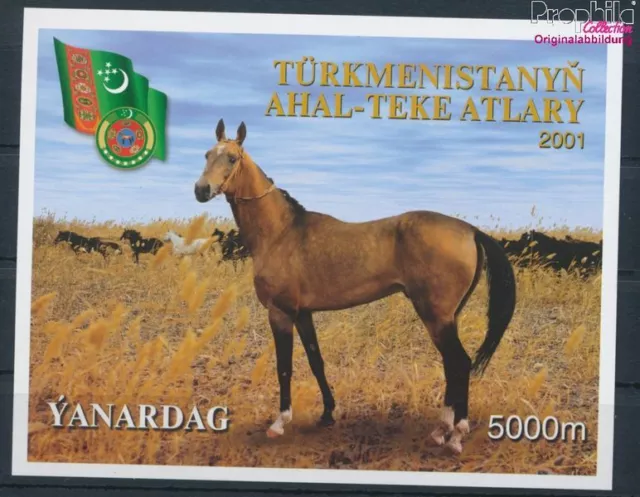 Briefmarken Turkmenistan 2001 Mi Block11 postfrisch Pferde (10221425