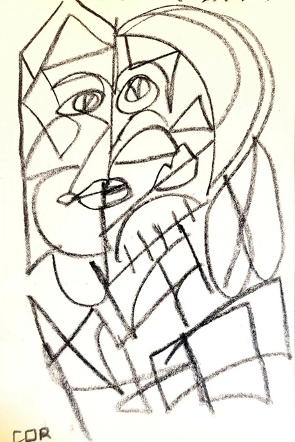 Charcoal Varnished Drawing Original Cubism Cubist Gallery Art Expressionism
