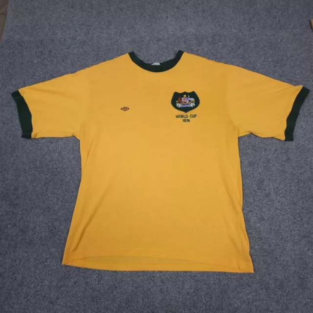 Australia Jersey Mens LARGE yellow umbro 1974 world cup WARREN football Size L