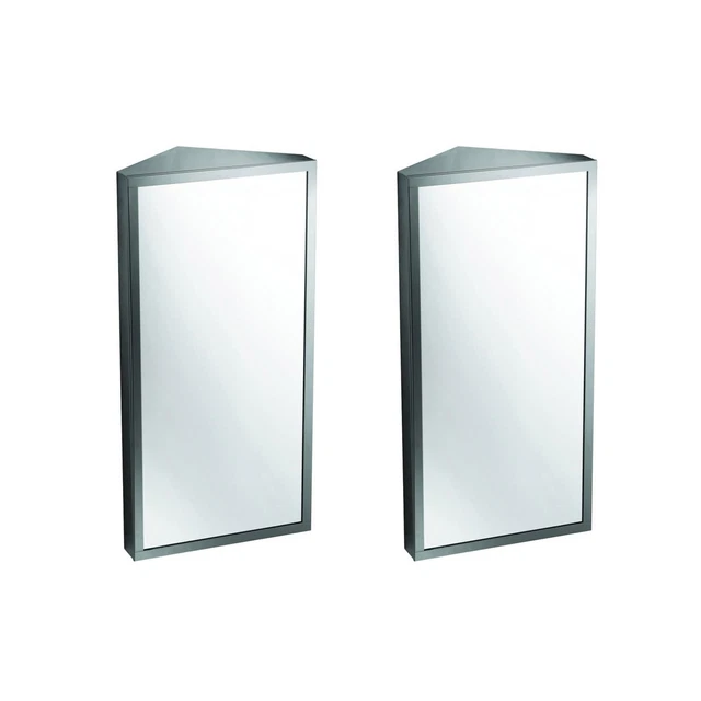 Renovator's Supply Brushed Stainless Steel Wall Mount Corner Medicine Cabinet