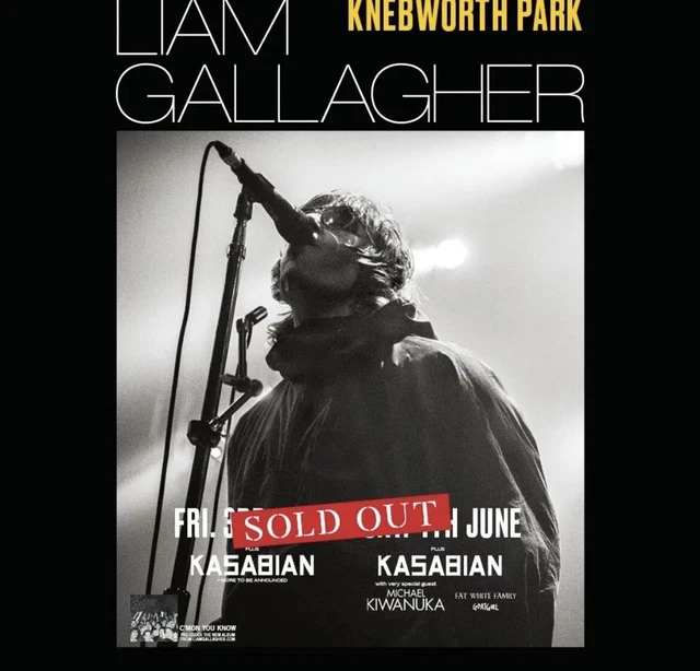 Liam Gallagher Knebworth Tickets - Saturday 4th June - 2 Tickets Available