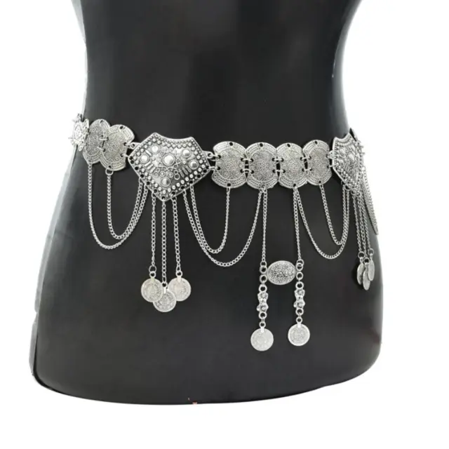 Fashion Women Waist Chain Belly Dance Belt Costume Tassels Girls Alloy Silver