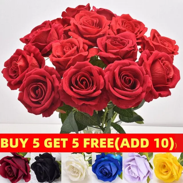 Single Silk Rose Bouquet Artificial Flower Garden Home Decor Festival Gift