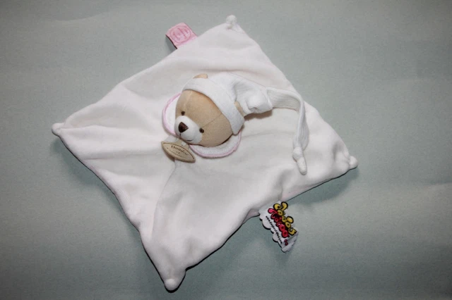 DOUDOU ET COMPAGNIE OURS TATOO PLAT BLANC RAYE ROSE pas servi exc état