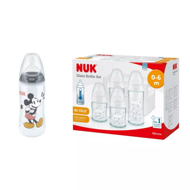 NUK First Choice+  Baby Bottles Starter, Anti Colic Vent, BPA-Free