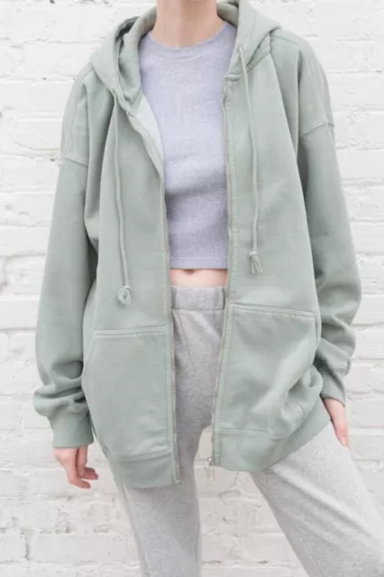 BRANDY MELVILLE GREEN oversize zip up Christy hoodie NWT sz L/XL £51.09 -  PicClick UK