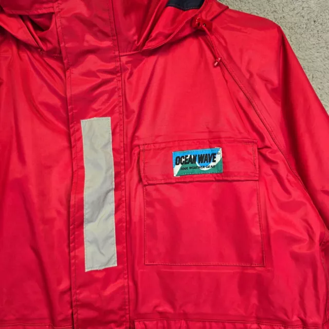 OCEAN WAVE FOUL Weather Gear Jacket Men’s Small Red Reflective Sailing ...