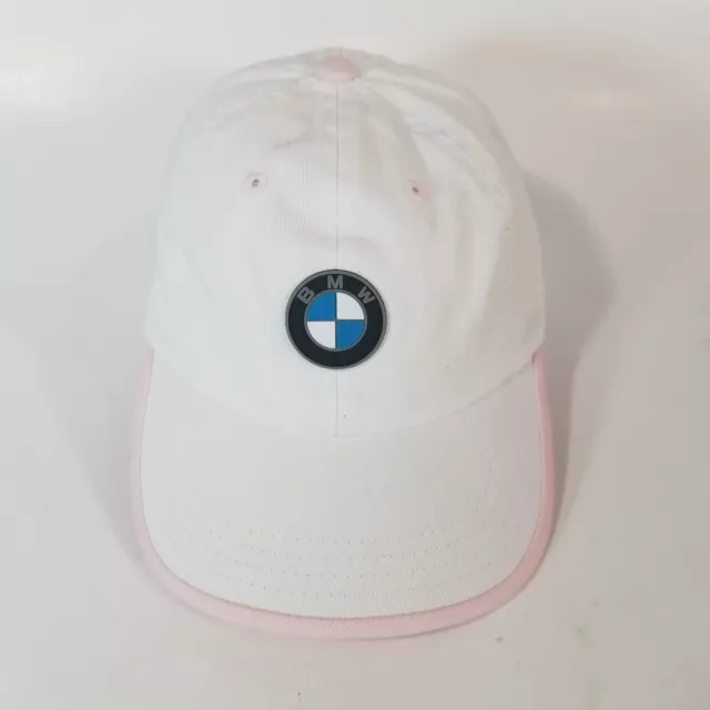 BMW Lifestyle Cap Hat Women's Strap Back White Pink logo