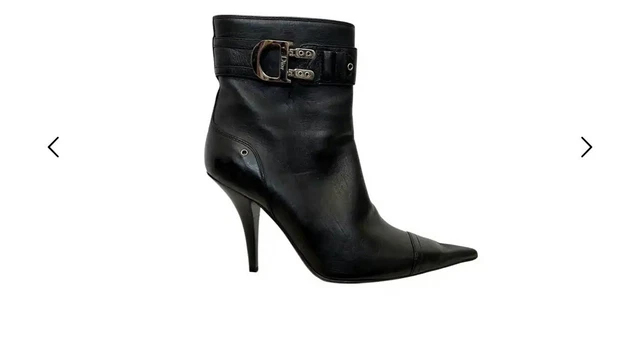 Christian Dior Logo Pointed Leather D-Flight Ankle Boots 7.5 US, 38 EUR BLACK