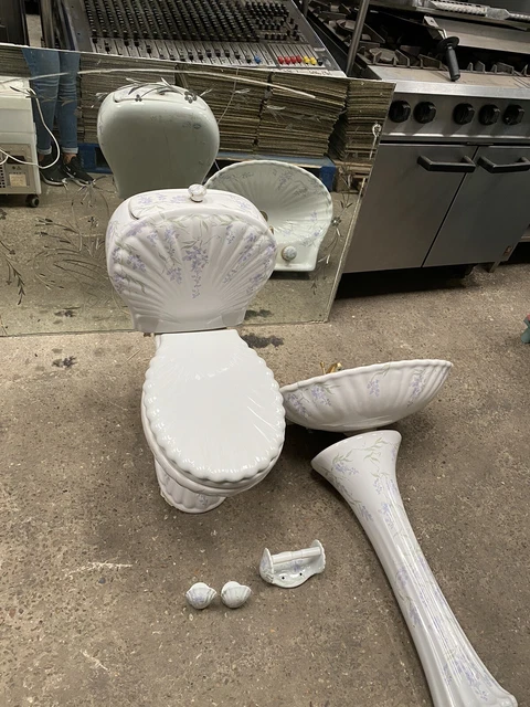 Set De Salle De Bain Vintage En Porcelaine De Paris - Porte-savon Lavabo - Blanc - France