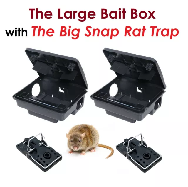 RAT MICE MOUSE RODENT PROTECTOR BAIT BOX & BIG SNAP TRAP (Made in USA)** *