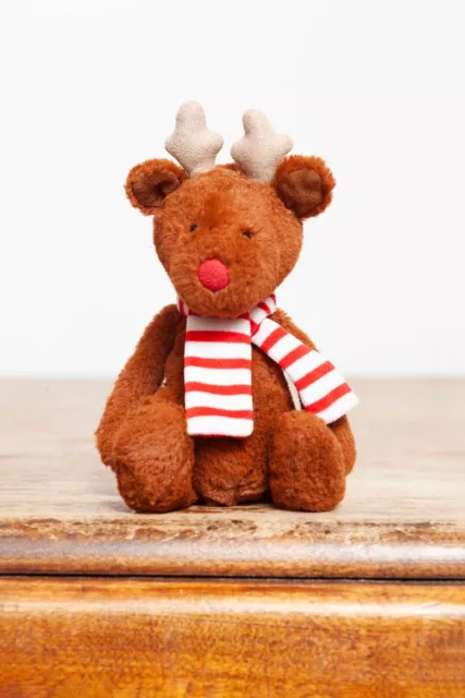 JELLYCAT SMALL BASHFUL Reindeer wearing red stripe scarf 25.00