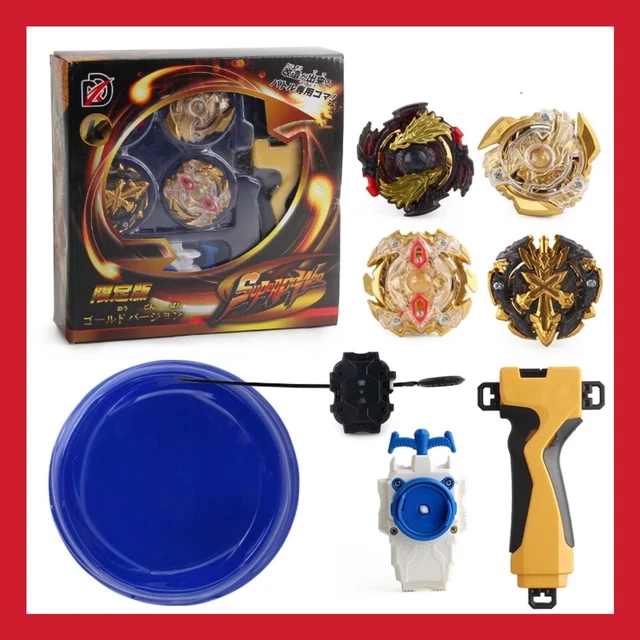 SET LOT 4 Toupie Or Gold Rafale Beyblade Metal Arene De Combat Lanceur Jeu Jouet EUR 35,99 