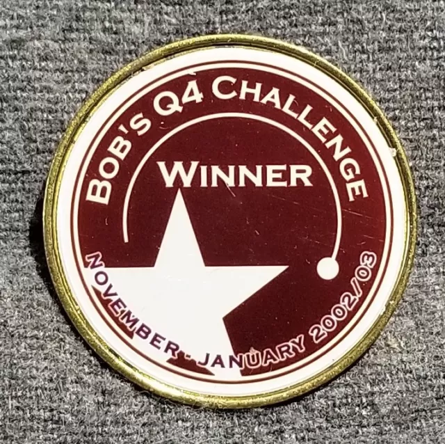 LMH PINBACK Pin 2002 2003 BOB's Q4 CHALLENGE WINNER Home Depot Star 1-1/16"