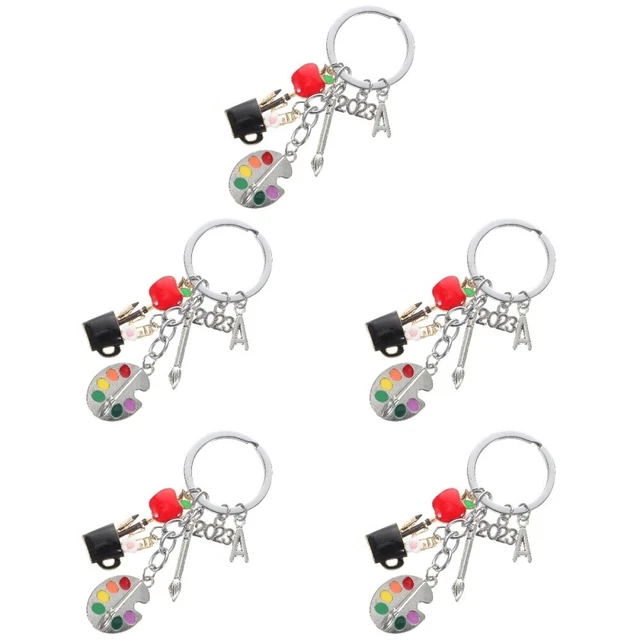 5pcs Graduation Party Keychain Grad Theme Key Ring Art Student Graduation Gift