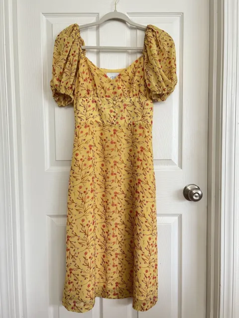 JOA Just One Answer Nordstrom Rack Yellow Summer Floral Dress Sz Small