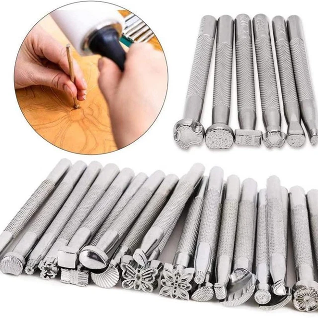 20x Manual Leather Craft Carving Embossing Beveler DIY Tool Stamping Q6R2