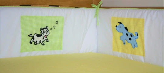 Cot/crib rail cover 210x28cm boys/girls 100% cotton cow dog sheep duck farm NEW