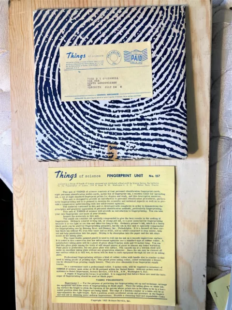 1953 THINGS OF SCIENCE FINGERPRINT UNIT No157 EARLY ID INFORMATION