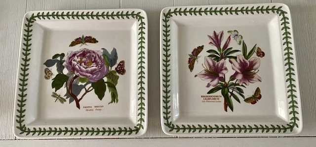 Portmeirion Botanical Garden England Pair Of Square Plates Floral , 11”