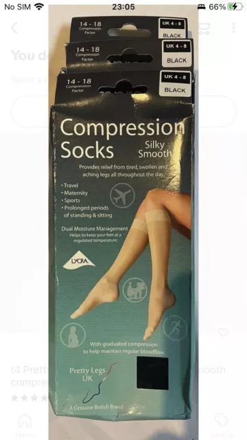 t4 Pretty legs compressio socks silky smooth compression factor 14-18 size 4-8