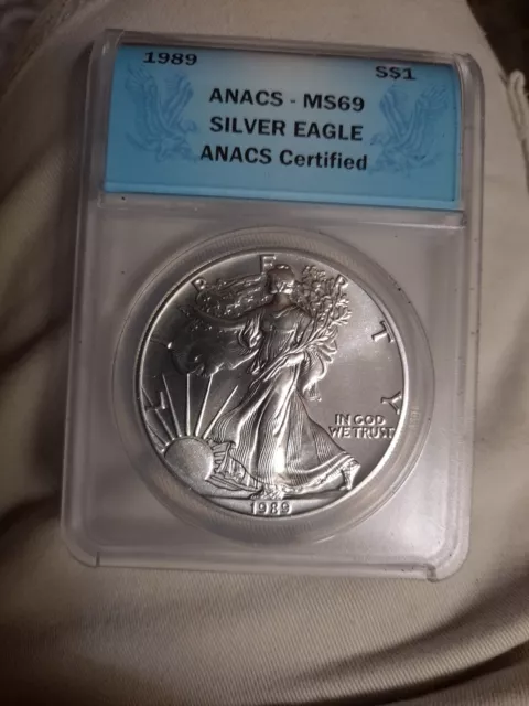 1989 Silver Eagle MS-69 ANACS CERTIFIED