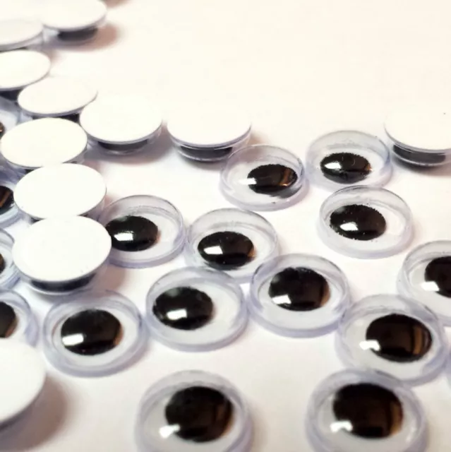 100 X 8mm, STICKER'S WIBBLY WOBBLY GOOGLY EYES. CRAFTS, STICK ON SELF ADHESIVE