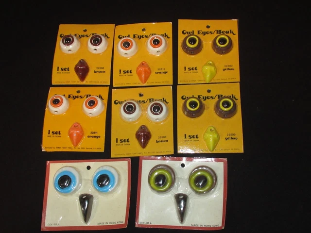 Vintage Macrame Owl Face Beads Kit Sets New Eyes Beak (N657) EYN 01A