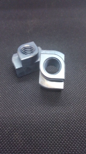 T Slot Nuts 2pcs. Drops Into Blind Slot. Hardened Billet Steel. 1/2-13 Threads.