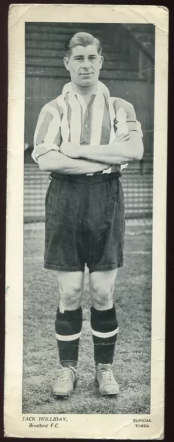 Trade Card, Topical Times, FOOTBALLERS, 1935, 250 x 92, Jack Holliday, Brentford