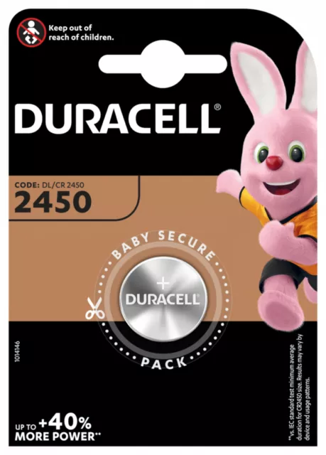 Duracell 1 x 2450 CR2450 DL2450 Lithium 3V Knopfzelle NEU in 1er Blister