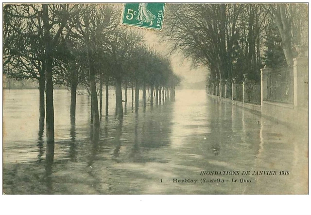 95.HERBLAY.n°17777.LE QUAI.INONDATIONS DE JANVIER 1910