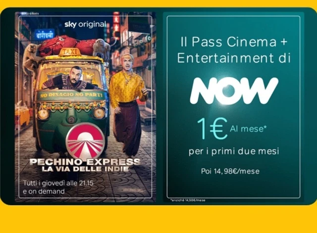 Coupon Now Tv "sky" cinema + intrattenimento
