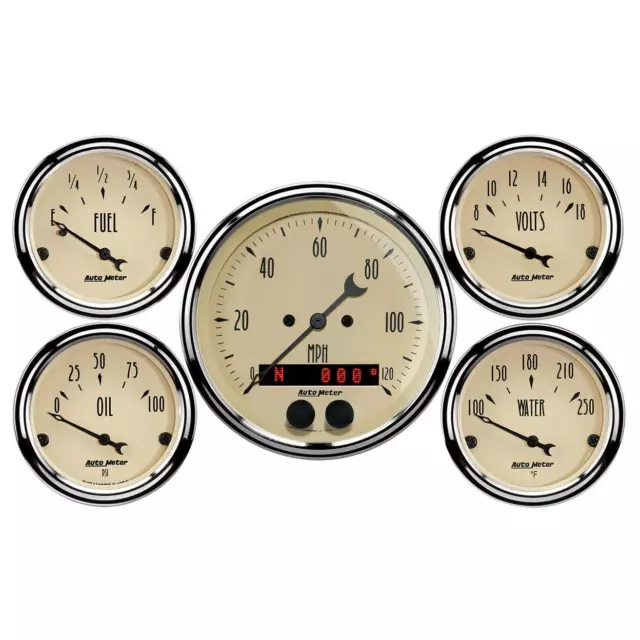 AutoMeter 1850 GAUGE KIT, 5 PC., 3 3/8" & 2 1/16" , GPS SPEEDOMETER, ANTIQUE B