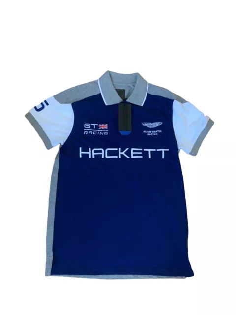 Hackett Aston Martin Polo Shirt Mens Small Blue GT Racing 5 Designer BNWT