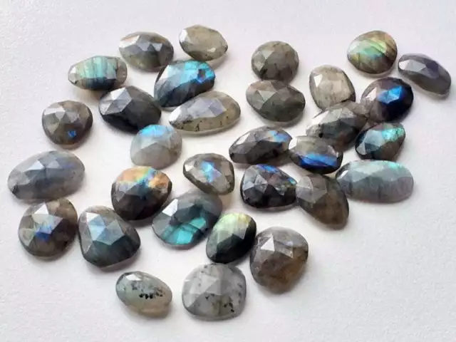 15-19mm Labradorite Rose Schnitt Cabochons,Facettiert Flache Rückseite Cabochons