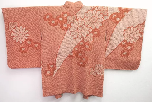 8428E1 Silk Vintage Japanese Kimono Haori Jacket Full Shibori Chrysanthemum