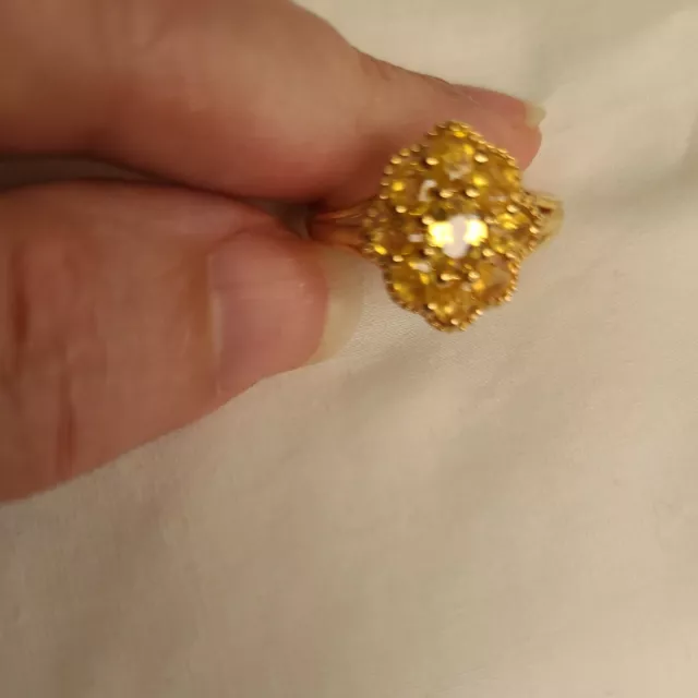 Yellow Sapphire Floral Ring,Sz 5, 14ktYG Over 925SS, 2.60cts, beautiful design