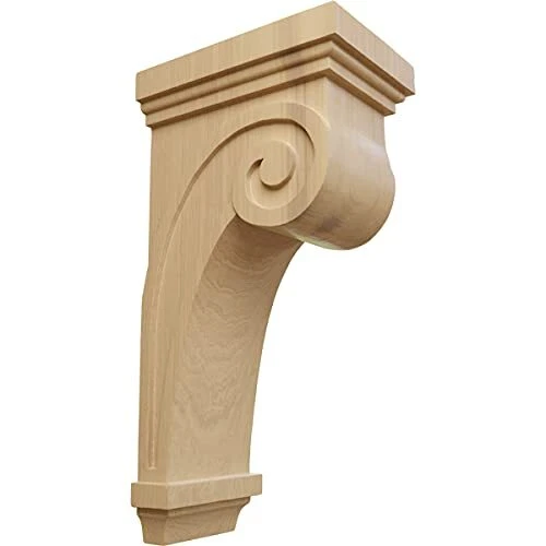 COR05X08X16SCCH Scroll Wood Corbels, 5 1/2"W x 8 1/4"D x 16"H, Cherry
