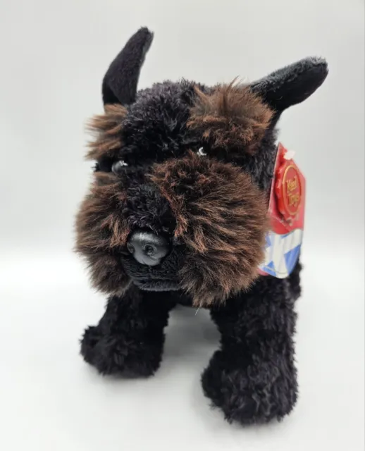Keel Toys Black Scottie Dog With Tartan Coat And Tags 25cm Plush Soft Toy
