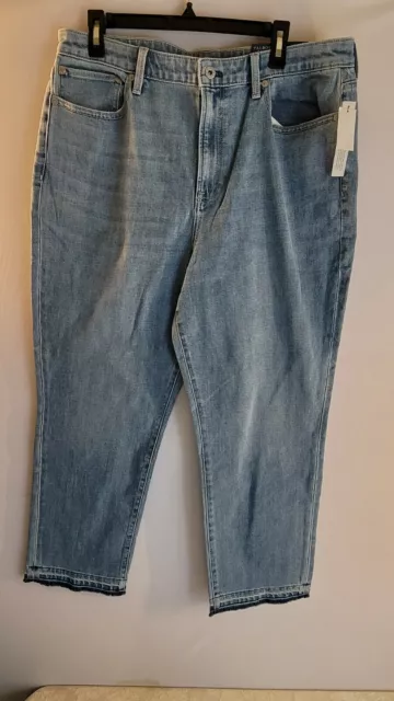 Talbots Flawless Sz 16 High Waist Straight Leg Modern Ankle Raw Hem Light Wash