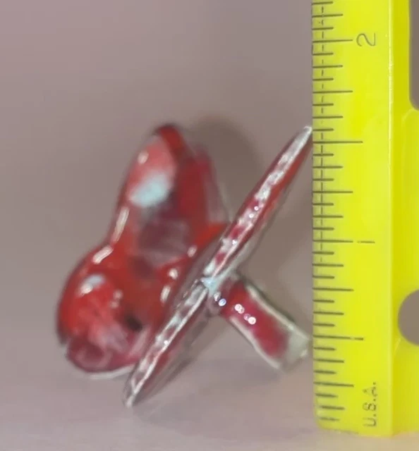 4 Red & White Speckle Drip Glaze Ceramic Butterfly  Macrame Beads 3